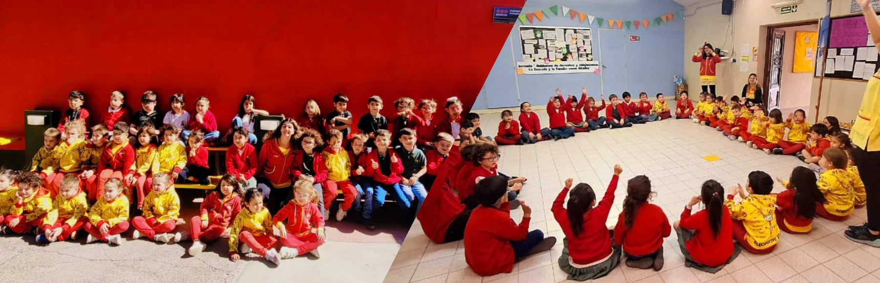 Estudiantes de primer grado visitando el jardín